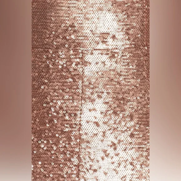 NWT C/MEO Collective Illuminated Sequin Ruffle Midi Dress | Copper Rose Gold | S - Picture 6 of 12